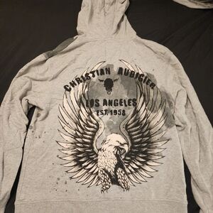 Vintage Christian Audigier Zip Up Hoodie Medium